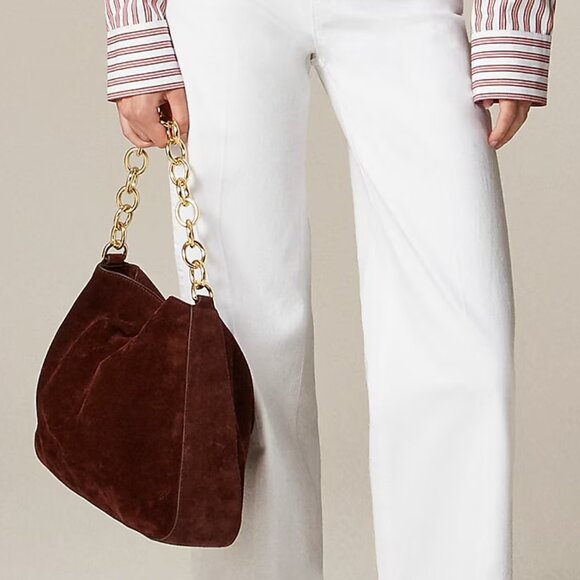 J. Crew Large Berkeley Chainlink Shoulder Bag in Suede - NWT - Picture 3 of 8
